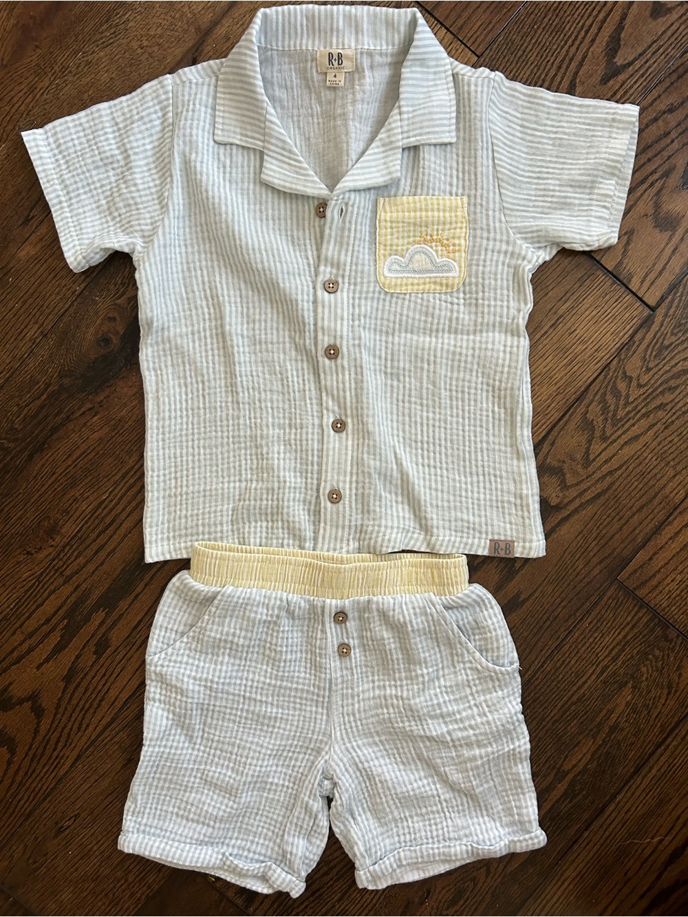 R+B Organic Boys - Light Blue & Yellow Cloud Kids Linen Set